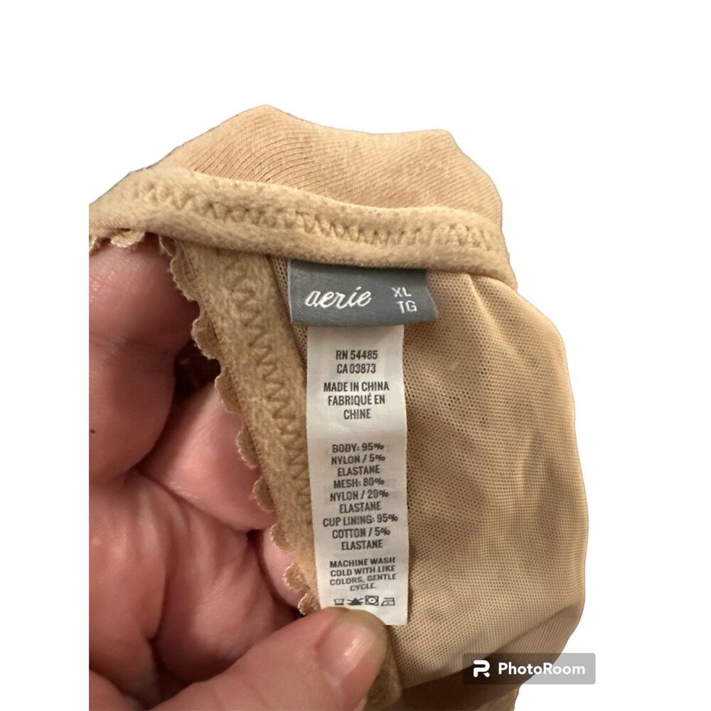 Lot of 2 Aerie XL Racerback Wireless Bralettes Taupe/Green - Picture 3 of 4